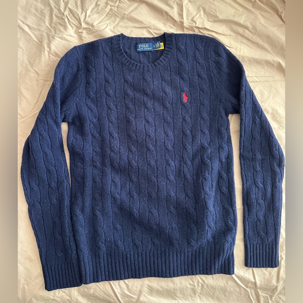 Polo Ralph Lauren Women’s Navy Cable Knit cashmere wool sweater size S NWOT